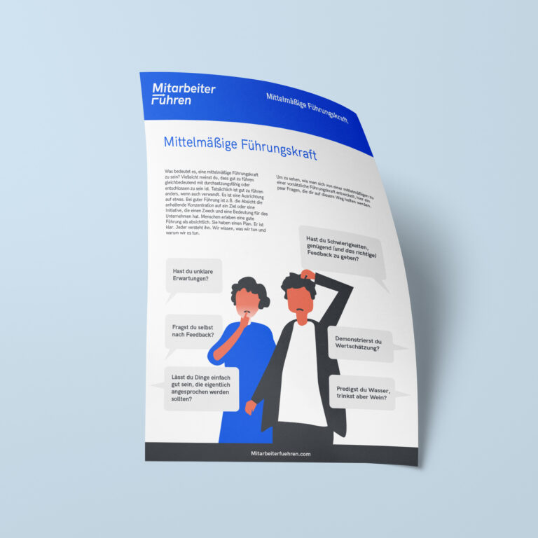 Ein Bild von einem PDF Leitfaden zum Thema 'Mittelmäßige Führungskraft'