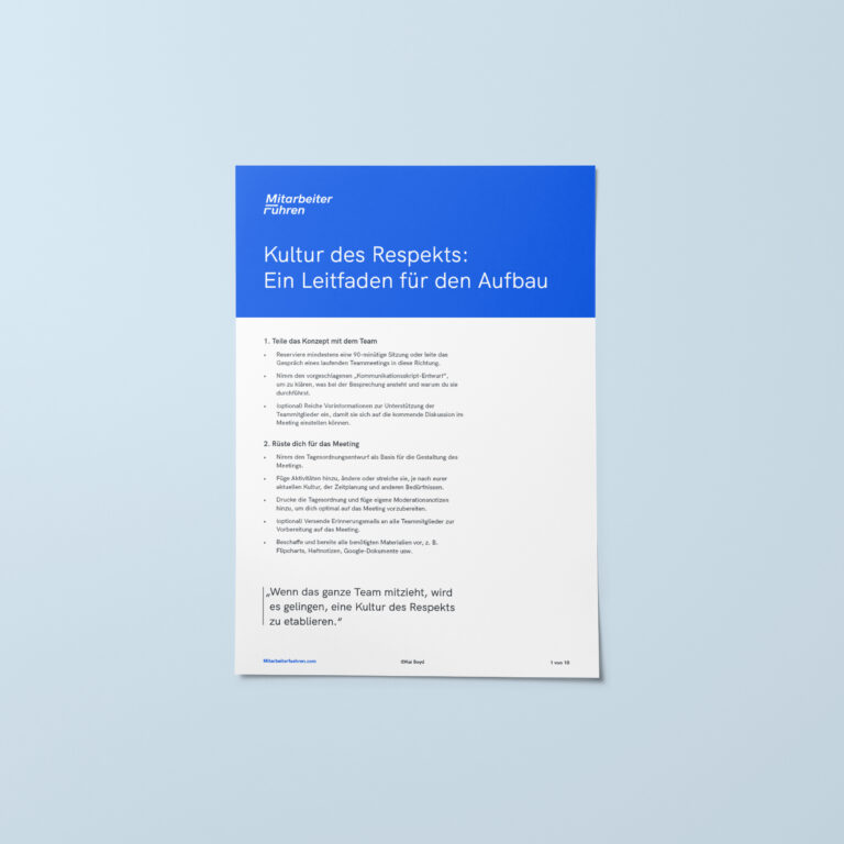 Ein Bild von einem PDF Leitfaden zum Thema 'Eine Kultur des Respekts einführen'