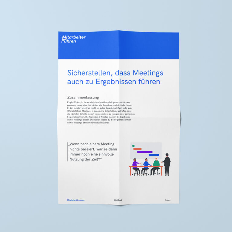 Ein Bild von einem PDF Leitfaden zum Thema 'So führen Meetings auch zu Ergebnissen'