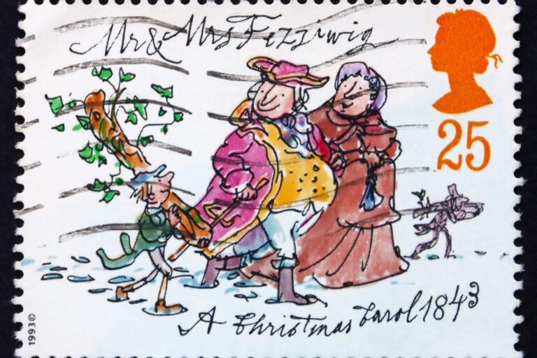 Briefmarke von Charles Dickens als Titelbild für den Artikel 'Charles Dickens Weihnachstgeschichte für Führungskräfte'
